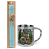 Easter Set, metallic thermal cup (300ml) & aromatic flat Easter candle (30cm) (TURQUOISE)