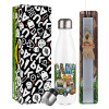 Easter candle, metallic white thermos bottle (500ml) & aromatic flat candle (30cm) (GRAY)