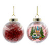 Transparent Christmas tree ball ornament with red filling 8cm