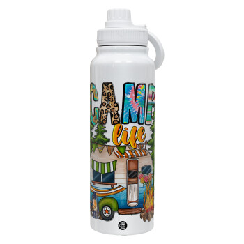 Camp Life, 1L Stainless Steel Thermal Bottle with Phone Holder & Double Wall Insulation