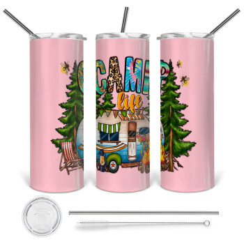 Camp Life, Tumbler stainless steel 600ml, with metal straw & cleaning brush