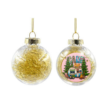 Camp Life, Χριστουγεννιάτικη μπάλα δένδρου διάφανη με χρυσό γέμισμα 8cm