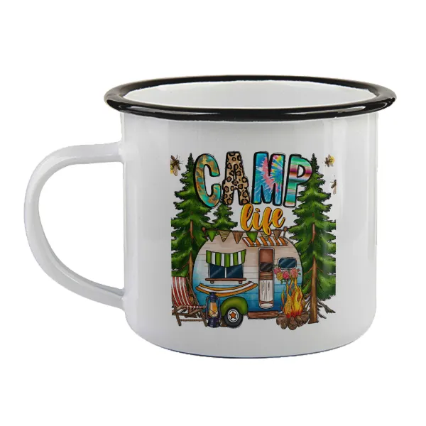 Camp Life — Κούπα εμαγιέ με μαύρο χείλος 360ml