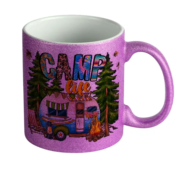 Camp Life — Κούπα Μωβ Glitter που γυαλίζει, κεραμική, 330ml
