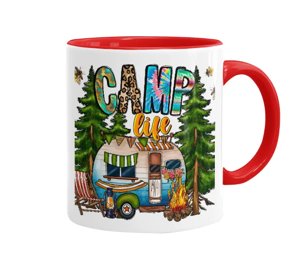 Camp Life — Κούπα χρωματιστή κόκκινη, κεραμική, 330ml
