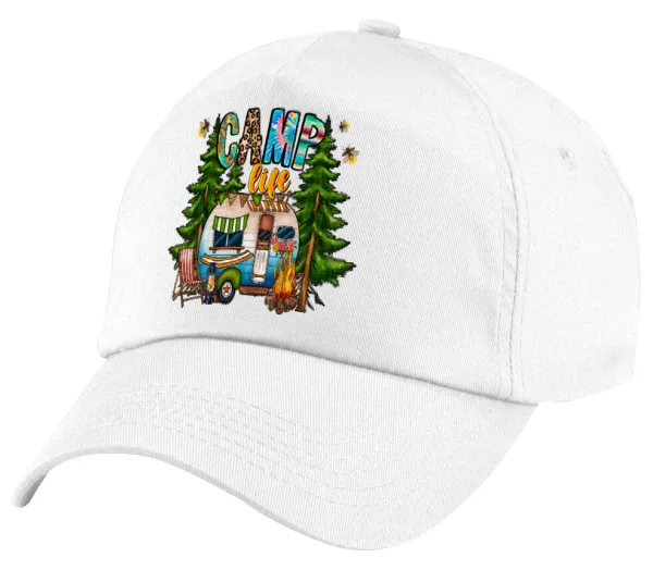 Camp Life — Πεντάφυλλο καπέλο Λευκό, 100% Βαμβακερό (Twill), με ρύθμιση, unisex
