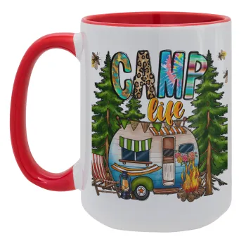 Camp Life, Κούπα Mega 15oz, κεραμική Κόκκινη, 450ml