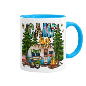 Camp Life, Κούπα χρωματιστή γαλάζια, κεραμική, 330ml