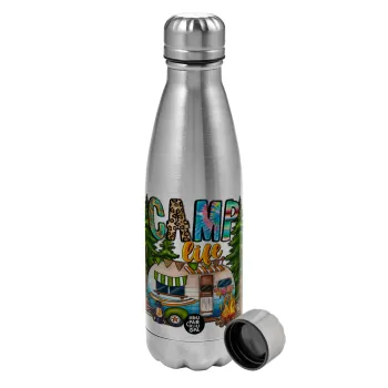 Camp Life, Metallic water bottle, stainless steel, 750ml