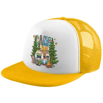 Camp Life, Καπέλο Ενηλίκων Soft Trucker με Δίχτυ Κίτρινο/White (POLYESTER, ΕΝΗΛΙΚΩΝ, UNISEX, ONE SIZE)