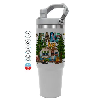 Camp Life, ΓΚΡΙ χρώματος Θερμός Ανοξείδωτο 890ml (30oz) με χερούλι