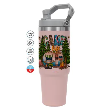 Camp Life, ΡΟΖ χρώματος Θερμός Ανοξείδωτο 890ml (30oz) με χερούλι