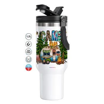 Camp Life, Mega Tumbler με καπάκι, διπλού τοιχώματος (θερμό) 1,2L