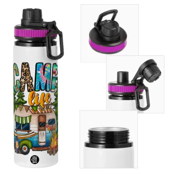 Camp Life, Μεταλλικό παγούρι νερού με καπάκι ασφαλείας, αλουμινίου 850ml