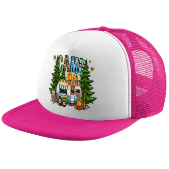 Camp Life, Καπέλο Ενηλίκων Soft Trucker με Δίχτυ Pink/White (POLYESTER, ΕΝΗΛΙΚΩΝ, UNISEX, ONE SIZE)