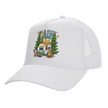 Camp Life, Καπέλο Ενηλίκων Structured Trucker, με Δίχτυ, ΛΕΥΚΟ (100% ΒΑΜΒΑΚΕΡΟ, ΕΝΗΛΙΚΩΝ, UNISEX, ONE SIZE)