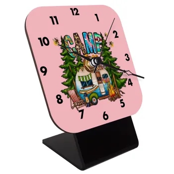 Camp Life, Quartz Wooden table clock with hands (10cm)