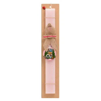 Camp Life, Easter Set, wooden keychain & scented flat Easter candle (30cm) (PINK)