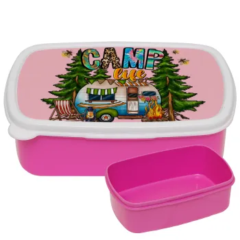 Camp Life, ΡΟΖ παιδικό δοχείο φαγητού (lunchbox) πλαστικό (BPA-FREE) Lunch Βox M18 x Π13 x Υ6cm