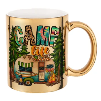 Camp Life, Κούπα κεραμική, χρυσή καθρέπτης, 330ml