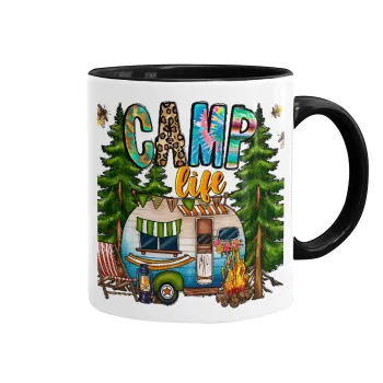 Camp Life, Κούπα χρωματιστή μαύρη, κεραμική, 330ml