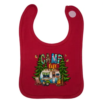 Camp Life, Σαλιάρα με Σκρατς Κόκκινη 100% Organic Cotton (0-18 months)