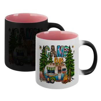 Camp Life, Κούπα Μαγική εσωτερικό ΡΟΖ, κεραμική 330ml που αλλάζει χρώμα με το ζεστό ρόφημα