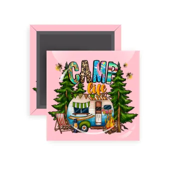 Camp Life, Μαγνητάκι ψυγείου τετράγωνο διάστασης 5x5cm