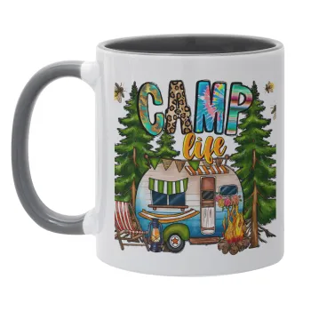 Camp Life, Κούπα χρωματιστή γκρι, κεραμική, 330ml