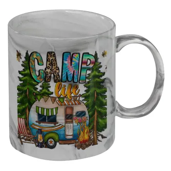 Camp Life, Mug ceramic marble style, 330ml