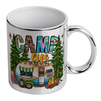Camp Life, Mug ceramic, silver mirror, 330ml