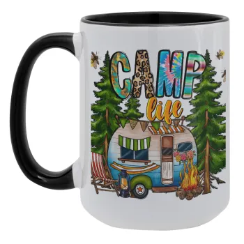 Camp Life, Κούπα Mega 15oz, κεραμική Μαύρη, 450ml