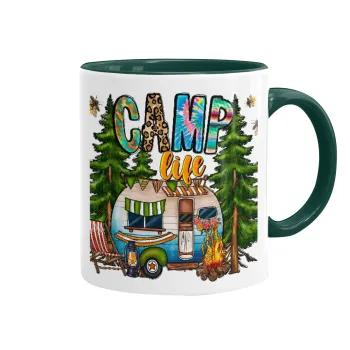 Camp Life, Mug colored green, ceramic, 330ml