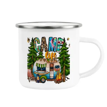Camp Life, Metallic enamel cup white 360ml