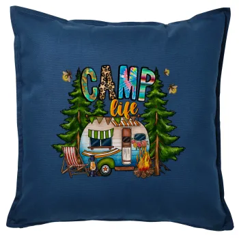 Camp Life, Sofa cushion Blue 50x50cm includes filling