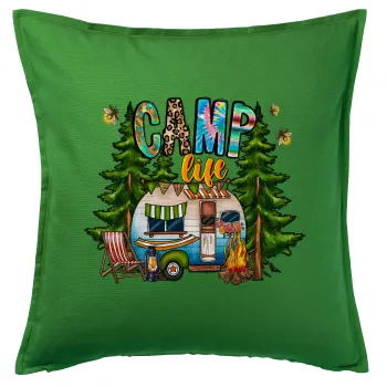 Camp Life, Μαξιλάρι καναπέ Πράσινο 100% βαμβάκι, περιέχεται το γέμισμα (50x50cm)