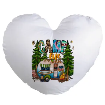 Camp Life, Μαξιλάρι καναπέ καρδιά 40x40cm περιέχεται το  γέμισμα