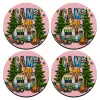 SET of 4 round wooden coasters (9cm)