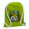 Backpack bag GYMBAG LIME GREEN, with pocket (40x48cm) & thick cords