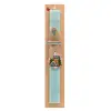 Easter Set, wooden keychain & aromatic flat Easter candle (30cm) (TURQUOISE)