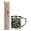 Easter Set, metallic thermal cup (300ml) & Easter aromatic flat candle (30cm) (GRAY)