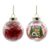 Στολίδι Χριστουγεννιάτικη μπάλα δένδρου διάφανη με κόκκινο γέμισμα 8cm