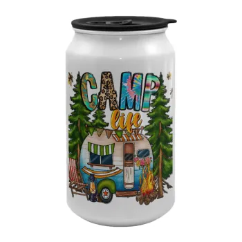 Camp Life, Κούπα ταξιδιού μεταλλική με καπάκι (tin-can) 500ml