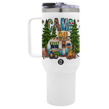 Camp Life, Mega Tumbler με καπάκι, διπλού τοιχώματος (θερμό) 1,2L