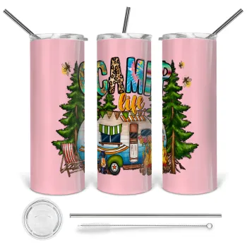 Camp Life, Tumbler stainless steel 600ml, with metal straw & cleaning brush