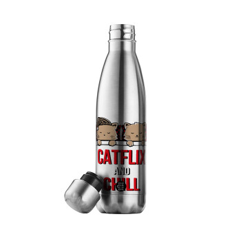 Catflix and Chill, Inox (Stainless steel) double-walled metal mug, 500ml