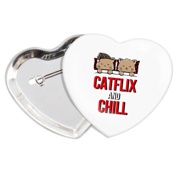 Catflix and Chill, Κονκάρδα παραμάνα καρδιά (57x52mm)