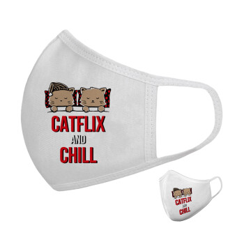 Catflix and Chill, Μάσκα υφασμάτινη υψηλής άνεσης παιδική (Δώρο πλαστική θήκη)