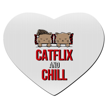 Catflix and Chill, Mousepad heart 23x20cm