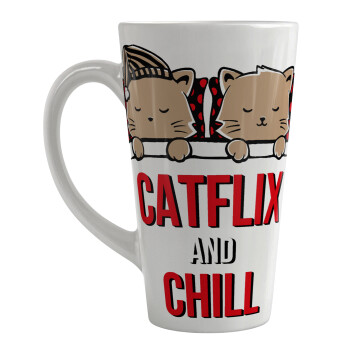 Catflix and Chill, Κούπα κωνική Latte Μεγάλη, κεραμική, 450ml